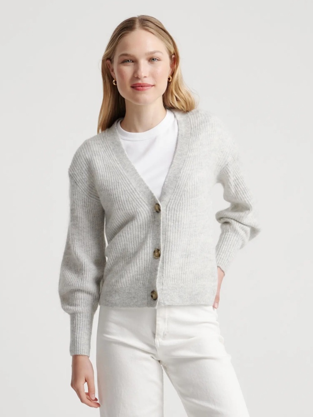Cozy V-Neck *DARK* Gray Button Cardigan Sweater